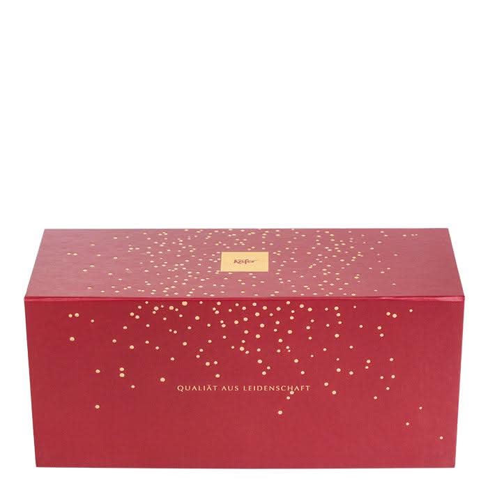 Rote Geschenkbox mit Laurent - Perrier Brut und Pralinen -