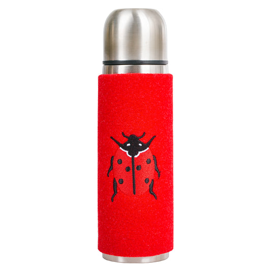 Thermosflasche in Filz, rot