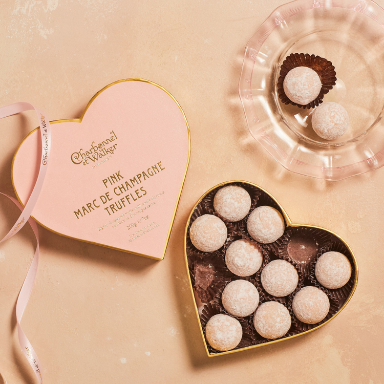 Pink Marc de Champagne Truffles, Herz