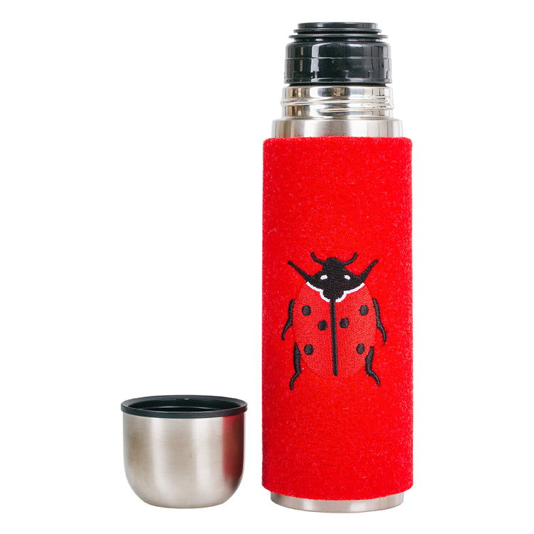 Thermosflasche in Filz, rot