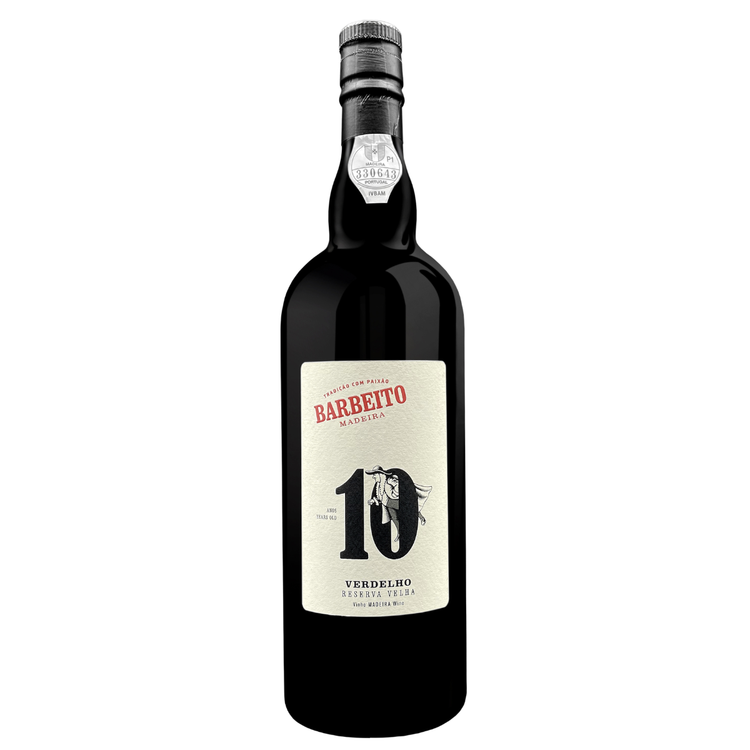 Flasche Barbeito Verdelho Madeira 10 Jahre Reserva vor Madeira-Landschaft